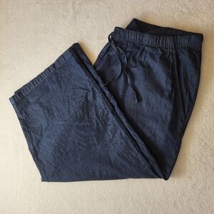 Women's Denim Cropped Pants Size 26W Woman Within Drawstring Elastic Waist